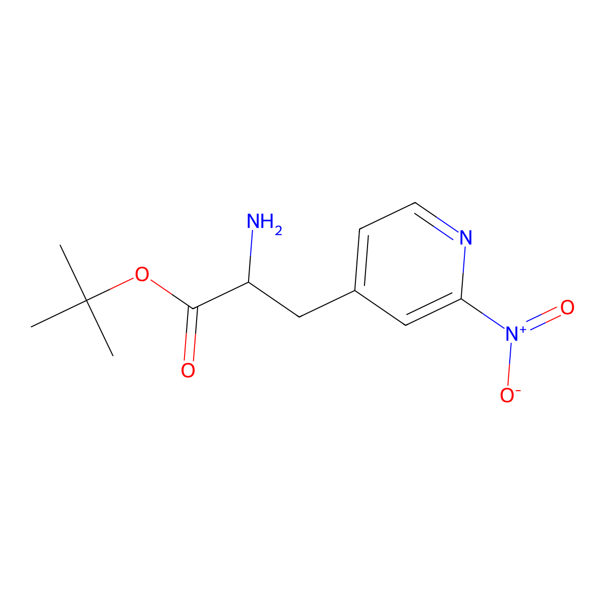 Tert-butyl 2-amino-3-(2-nitropyridin-4-yl)propanoate molecular structure, CAS 2680611-17-8