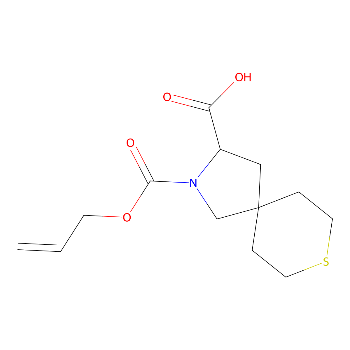 2-[(Prop-2-en-1-yloxy)carbonyl]-8-thia-2-azaspiro[4.5]decane-3-carboxylic acid molecular structure, CAS 2680611-18-9