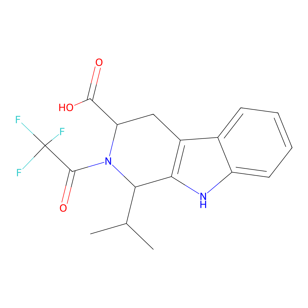 1-(propan-2-yl)-2-(2,2,2-trifluoroacetyl)-1H,2H,3H,4H,9H-pyrido[3,4-b]indole-3-carboxylic acid molecular structure, CAS 2680611-21-4