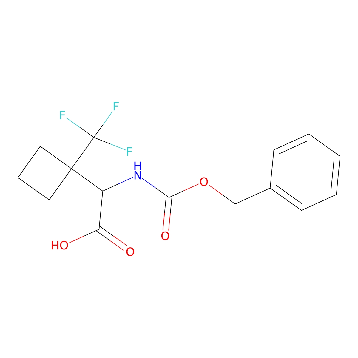 2-{[(Benzyloxy)carbonyl]amino}-2-[1-(trifluoromethyl)cyclobutyl]acetic acid molecular structure, CAS 2680611-23-6