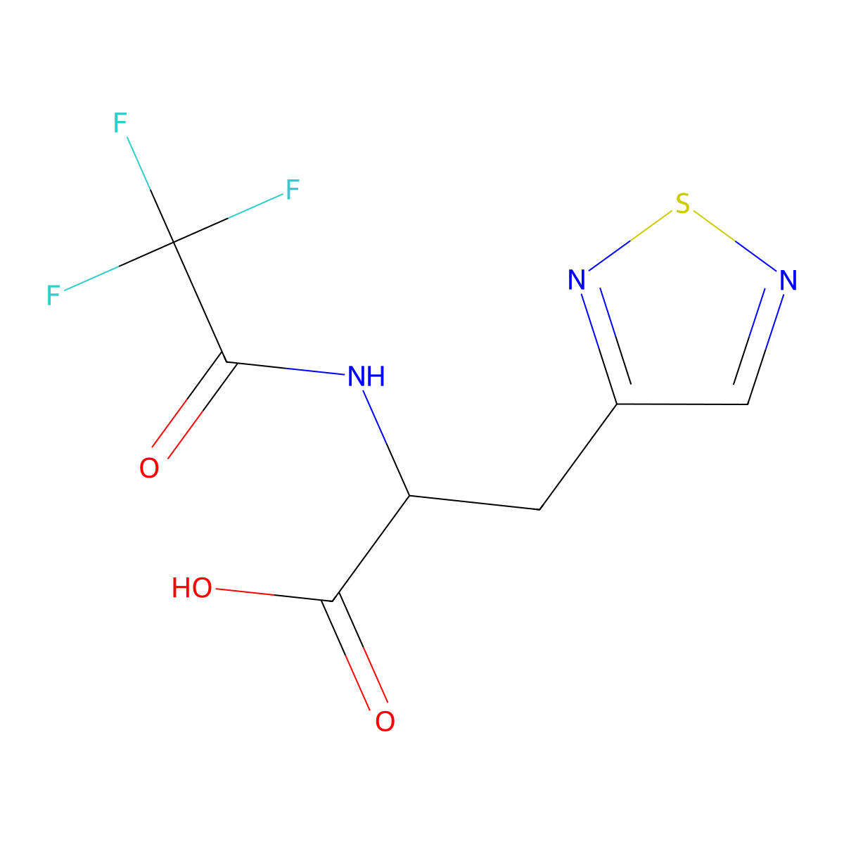 3-(1,2,5-Thiadiazol-3-yl)-2-(2,2,2-trifluoroacetamido)propanoic acid molecular structure, CAS 2680611-26-9
