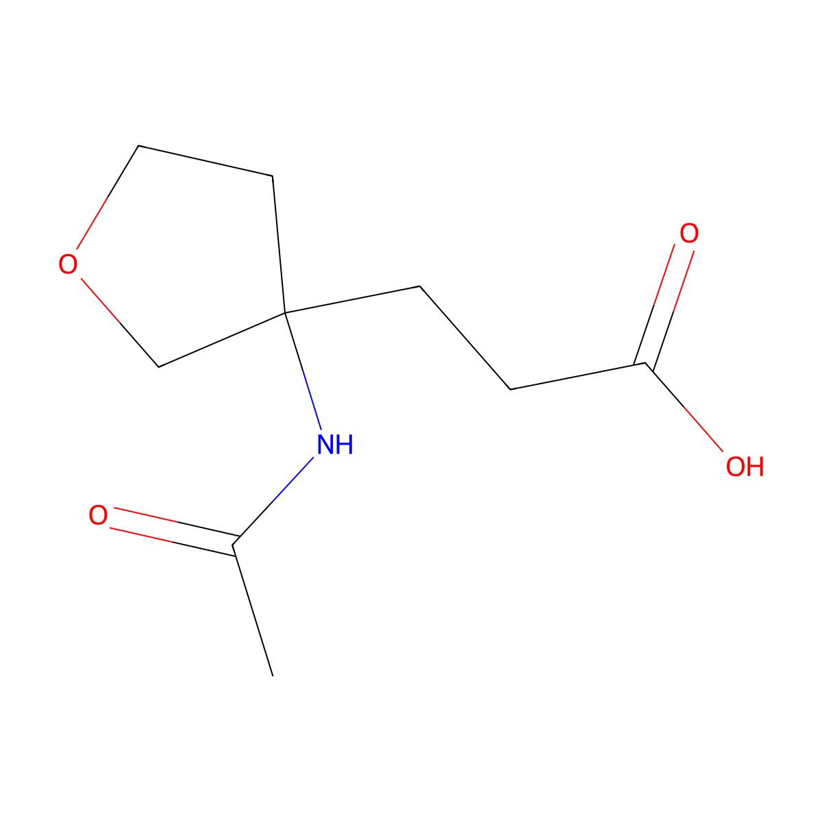 3-(3-Acetamidooxolan-3-yl)propanoic acid molecular structure, CAS 2680611-32-7