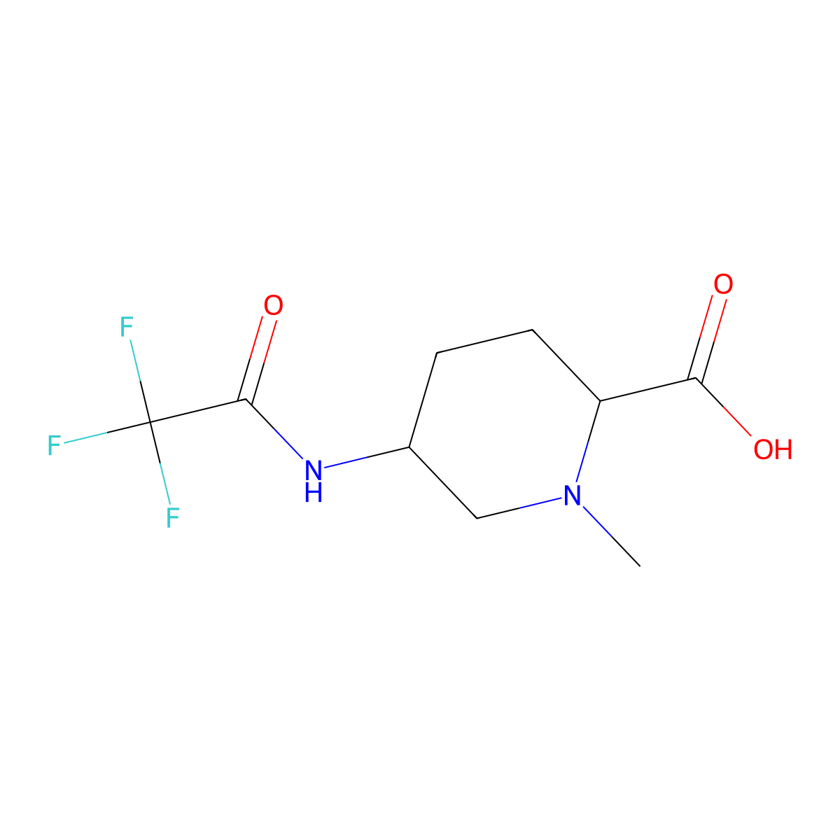 1-Methyl-5-(2,2,2-trifluoroacetamido)piperidine-2-carboxylic acid molecular structure, CAS 2680611-33-8