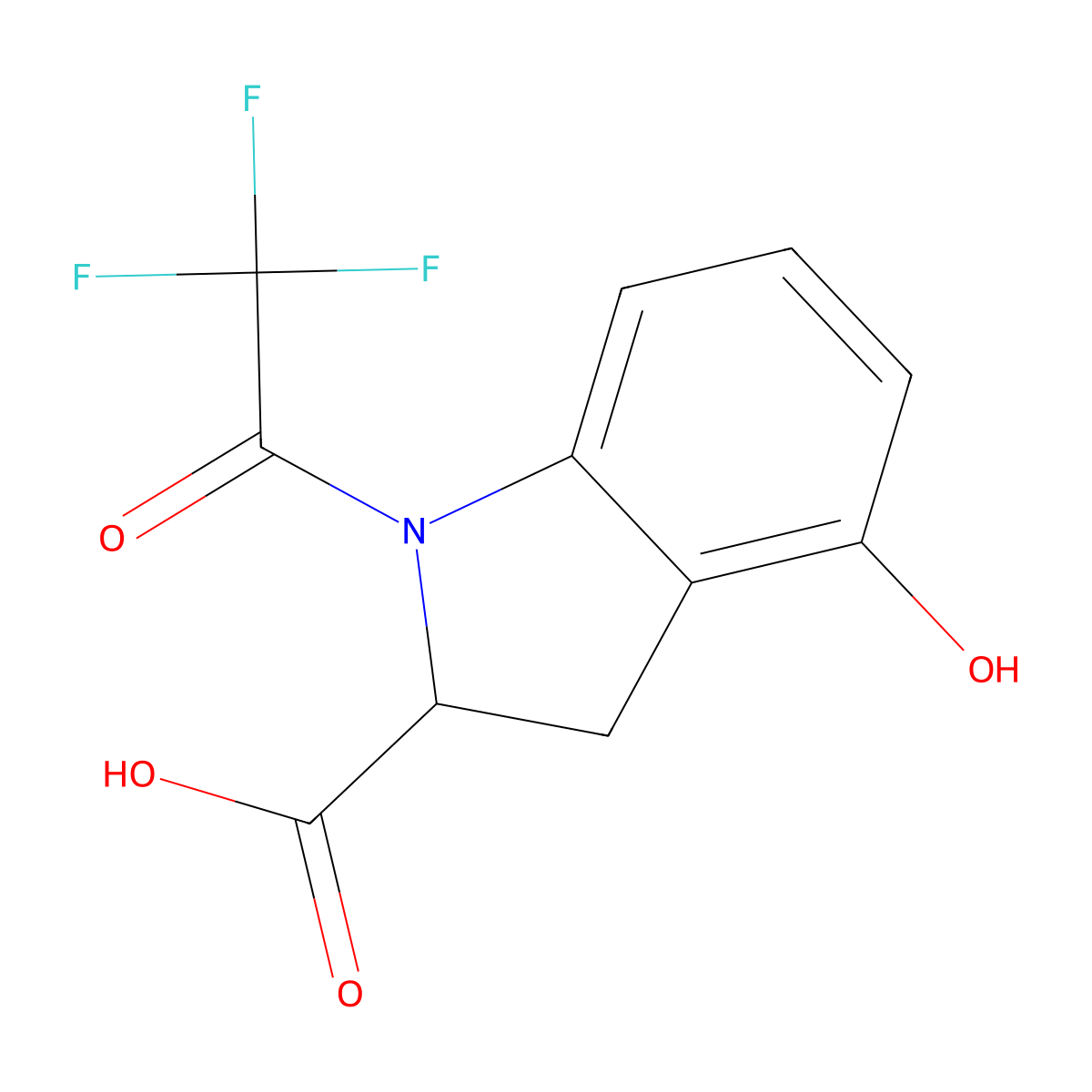 4-hydroxy-1-(2,2,2-trifluoroacetyl)-2,3-dihydro-1H-indole-2-carboxylic acid molecular structure, CAS 2680611-35-0