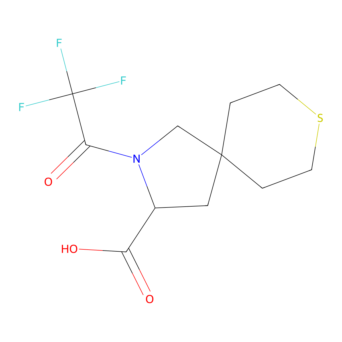 2-(2,2,2-Trifluoroacetyl)-8-thia-2-azaspiro[4.5]decane-3-carboxylic acid molecular structure, CAS 2680611-38-3
