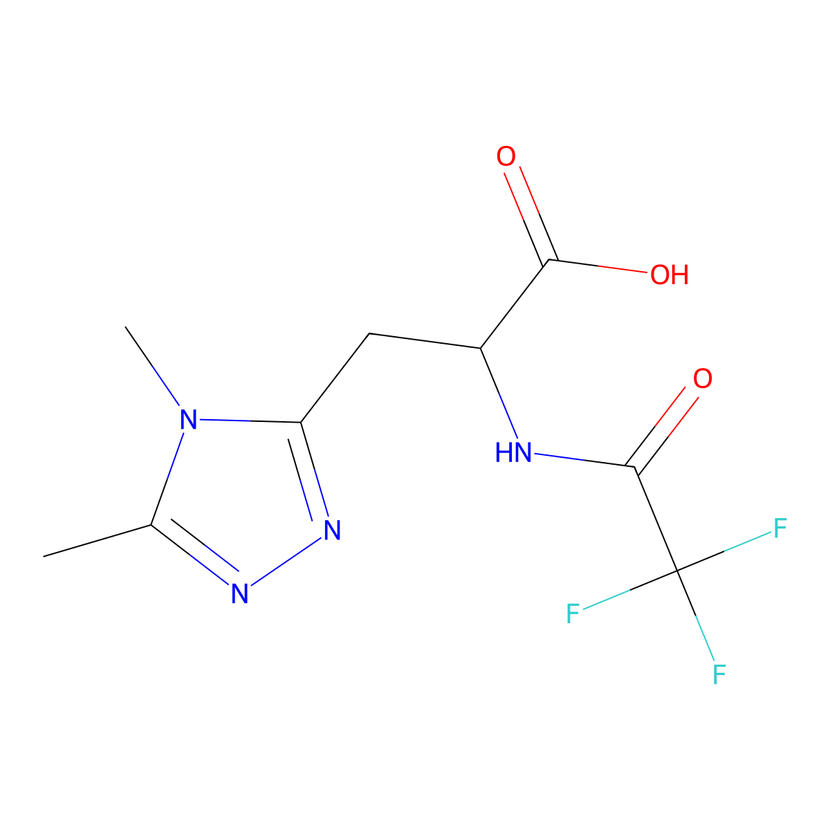 3-(4,5-dimethyl-4H-1,2,4-triazol-3-yl)-2-(2,2,2-trifluoroacetamido)propanoic acid molecular structure, CAS 2680611-41-8
