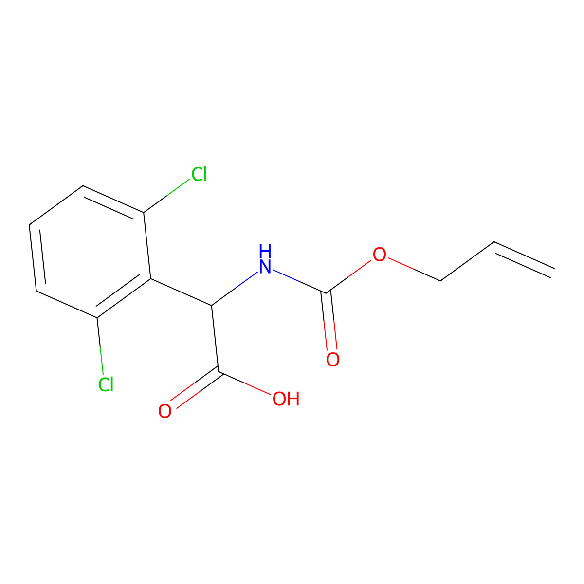 2-(2,6-Dichlorophenyl)-2-{[(prop-2-en-1-yloxy)carbonyl]amino}acetic acid molecular structure, CAS 2680611-43-0