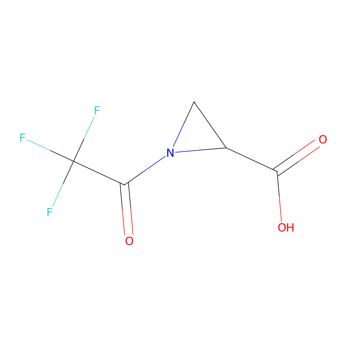 1-(2,2,2-Trifluoroacetyl)aziridine-2-carboxylic acid molecular structure, CAS 2680611-45-2