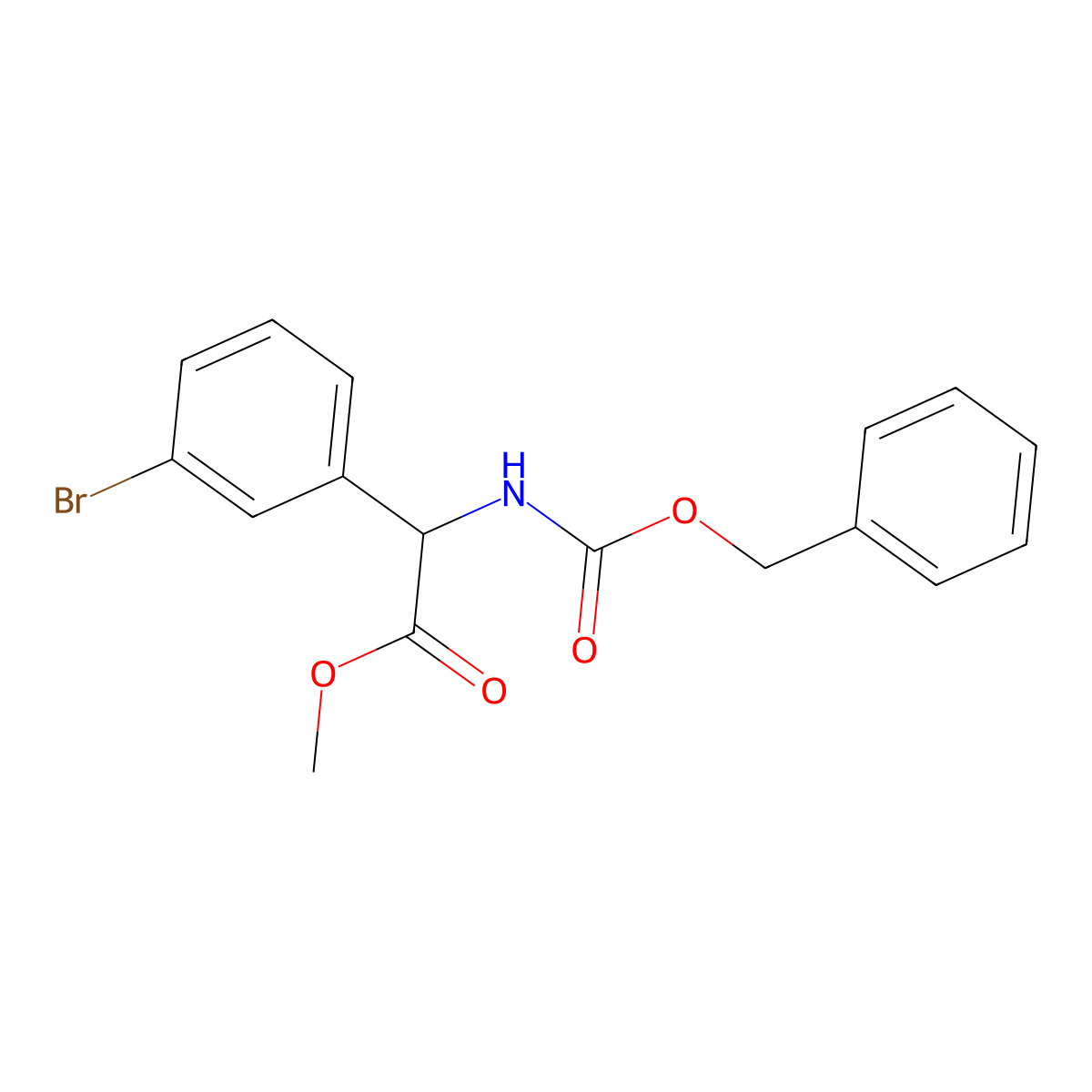 Methyl 2-{[(benzyloxy)carbonyl]amino}-2-(3-bromophenyl)acetate molecular structure, CAS 2680611-47-4