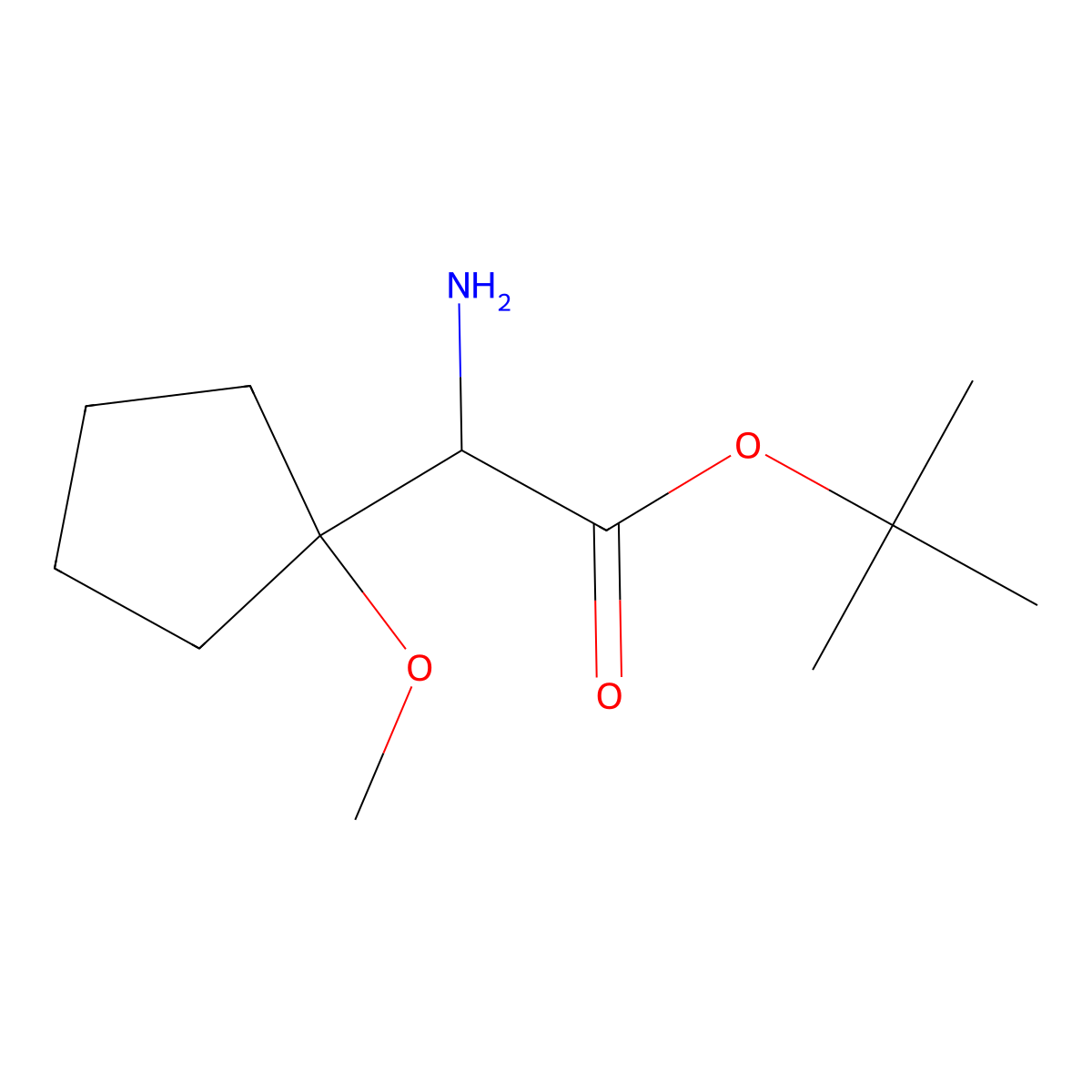 Tert-butyl 2-amino-2-(1-methoxycyclopentyl)acetate molecular structure, CAS 2680611-55-4
