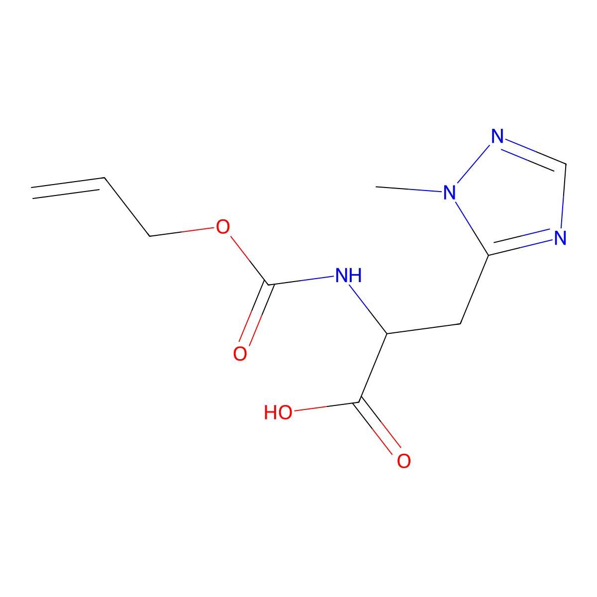 3-(1-methyl-1H-1,2,4-triazol-5-yl)-2-{[(prop-2-en-1-yloxy)carbonyl]amino}propanoic acid molecular structure, CAS 2680611-57-6