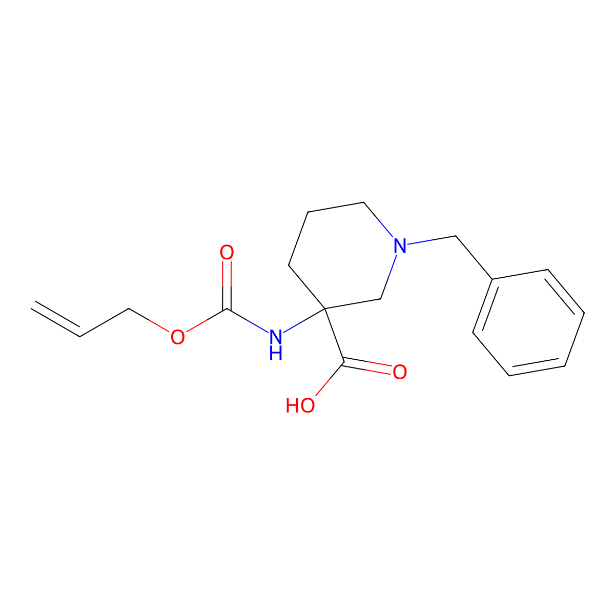 1-Benzyl-3-{[(prop-2-en-1-yloxy)carbonyl]amino}piperidine-3-carboxylic acid molecular structure, CAS 2680611-60-1