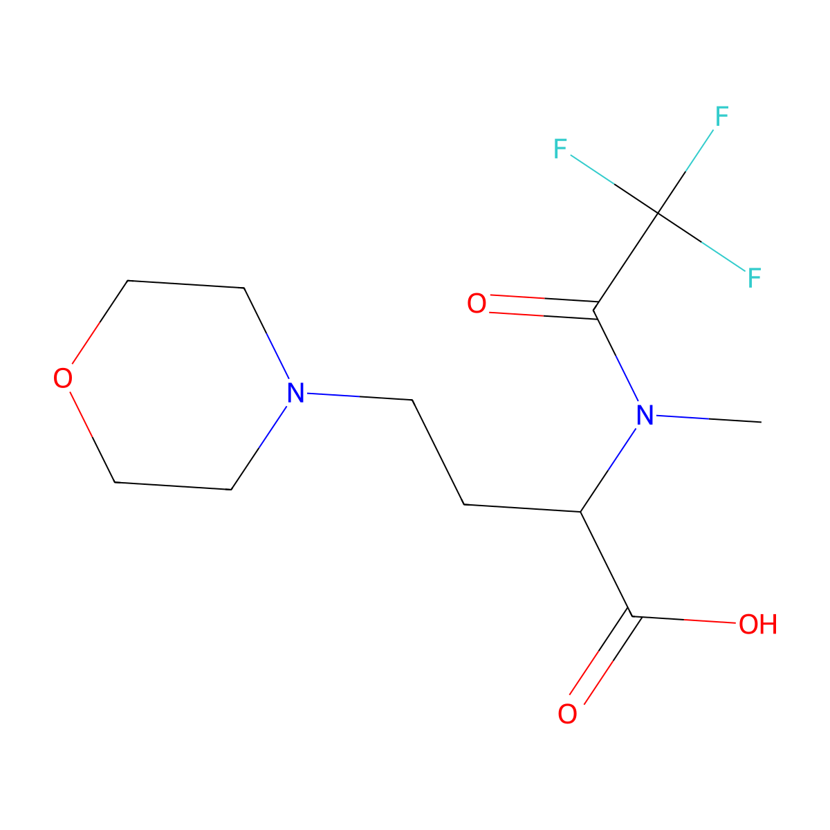 4-(morpholin-4-yl)-2-(2,2,2-trifluoro-N-methylacetamido)butanoic acid molecular structure, CAS 2680611-66-7