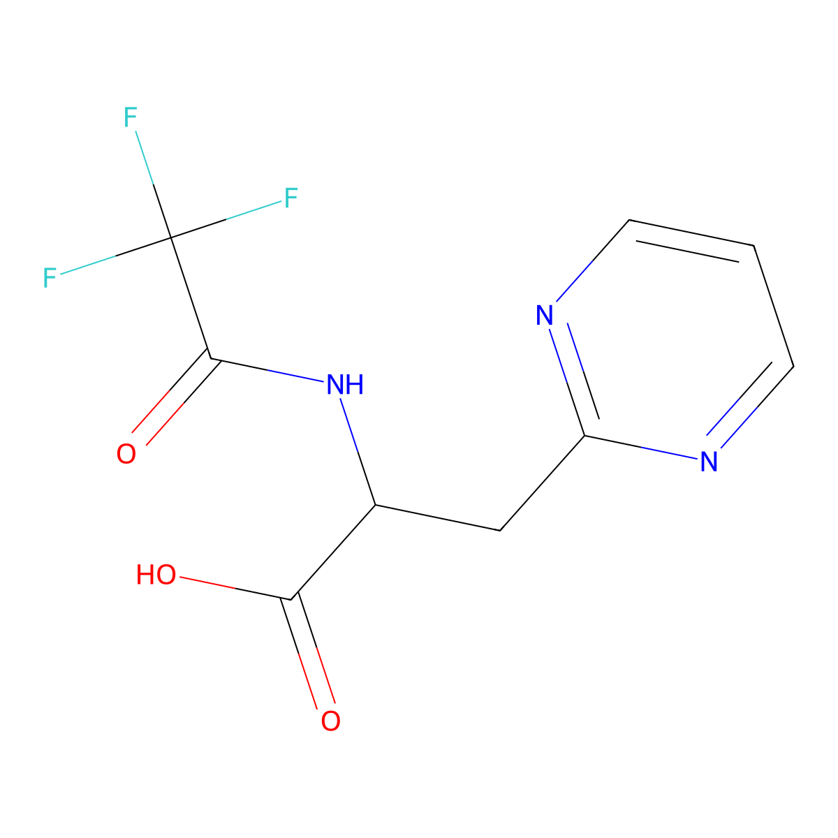 3-(Pyrimidin-2-yl)-2-(2,2,2-trifluoroacetamido)propanoic acid molecular structure, CAS 2680611-67-8