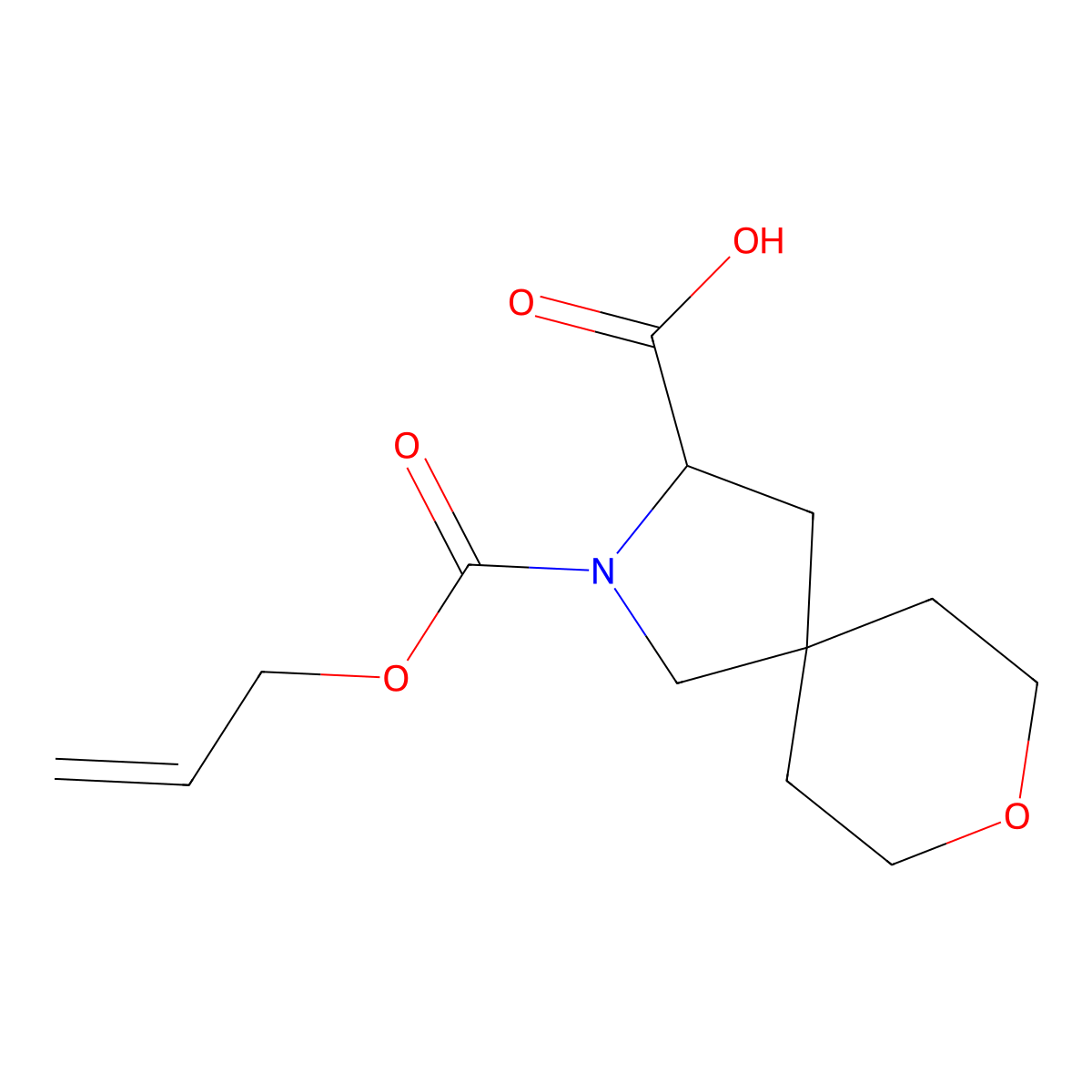 2-[(Prop-2-en-1-yloxy)carbonyl]-8-oxa-2-azaspiro[4.5]decane-3-carboxylic acid molecular structure, CAS 2680611-70-3