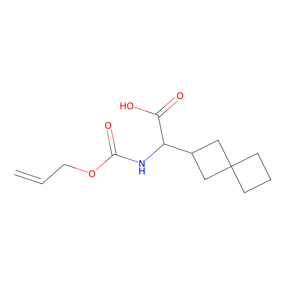 2-{[(Prop-2-en-1-yloxy)carbonyl]amino}-2-{spiro[3.3]heptan-2-yl}acetic acid molecular structure, CAS 2680611-76-9