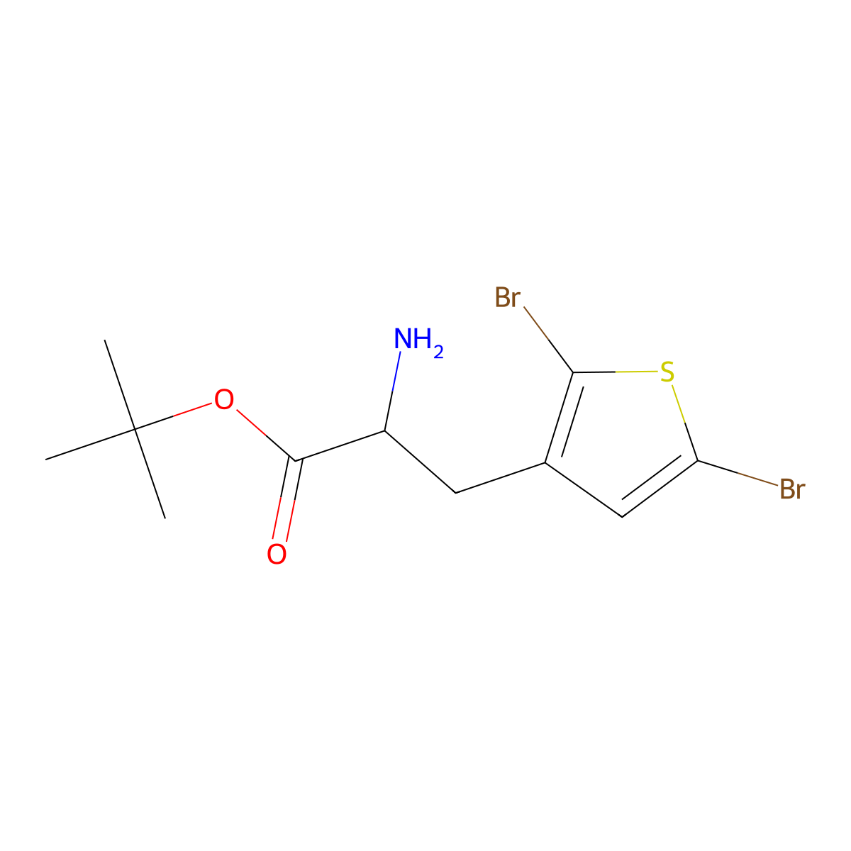 Tert-butyl 2-amino-3-(2,5-dibromothiophen-3-yl)propanoate molecular structure, CAS 2680611-77-0