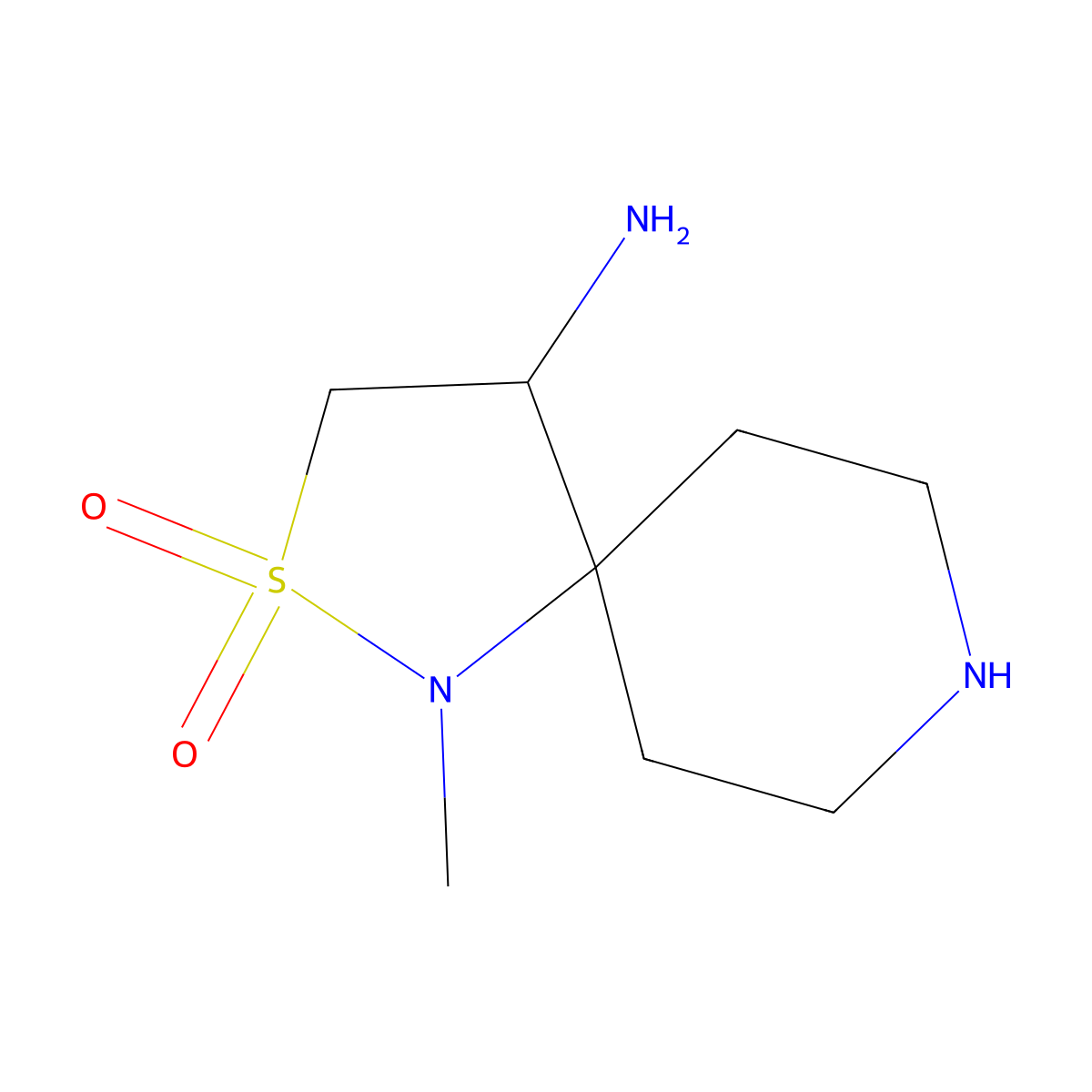 4-Amino-1-methyl-2lambda6-thia-1,8-diazaspiro[4.5]decane-2,2-dione molecular structure, CAS 2680611-79-2