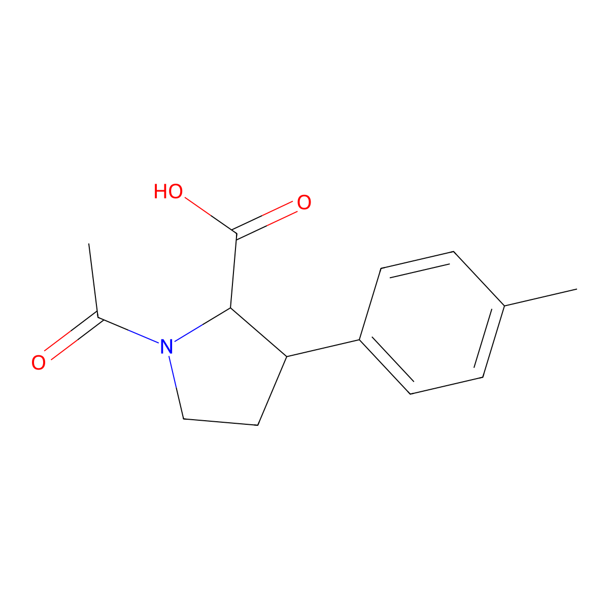 1-Acetyl-3-(4-methylphenyl)pyrrolidine-2-carboxylic acid molecular structure, CAS 2680611-81-6