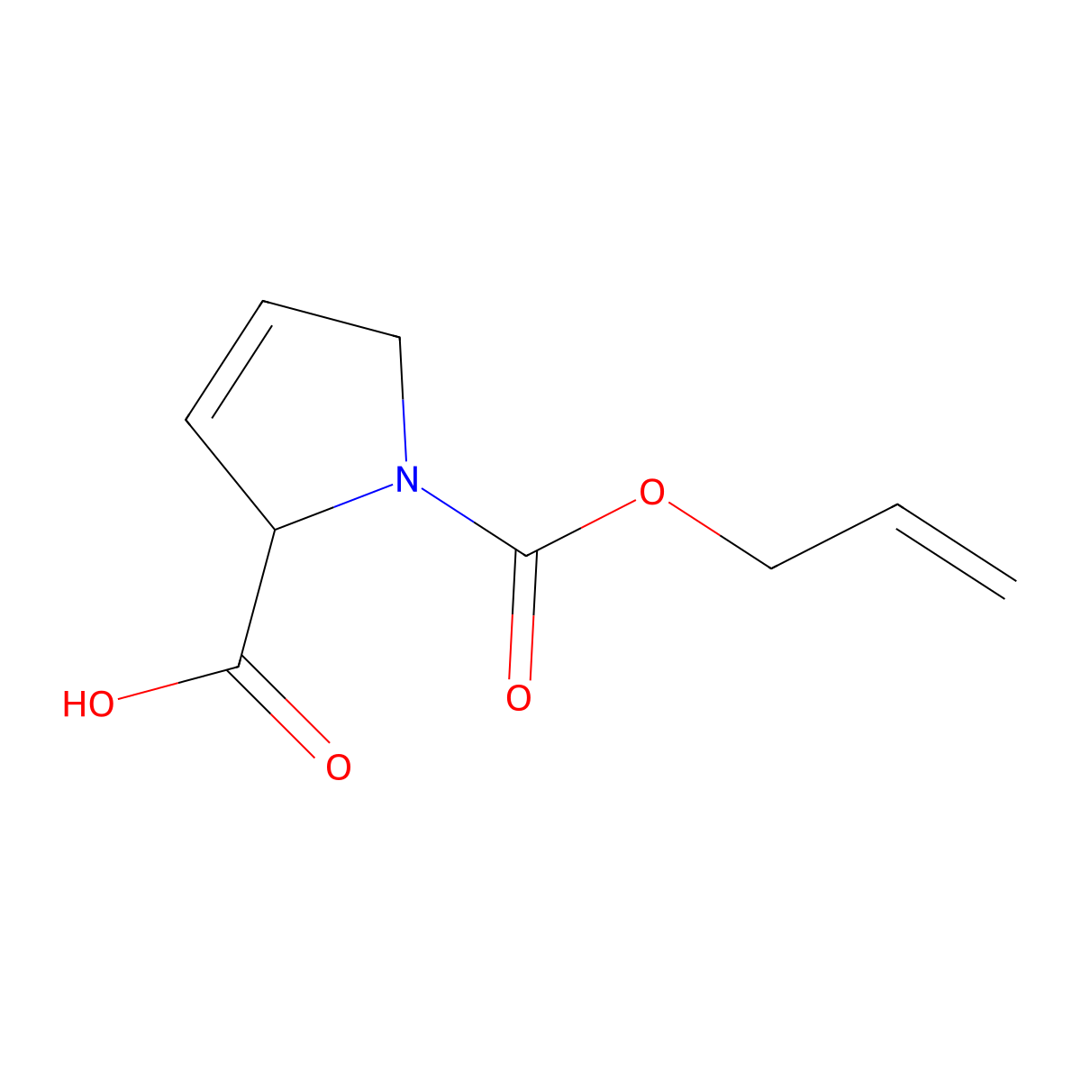 1-[(prop-2-en-1-yloxy)carbonyl]-2,5-dihydro-1H-pyrrole-2-carboxylic acid molecular structure, CAS 2680611-84-9
