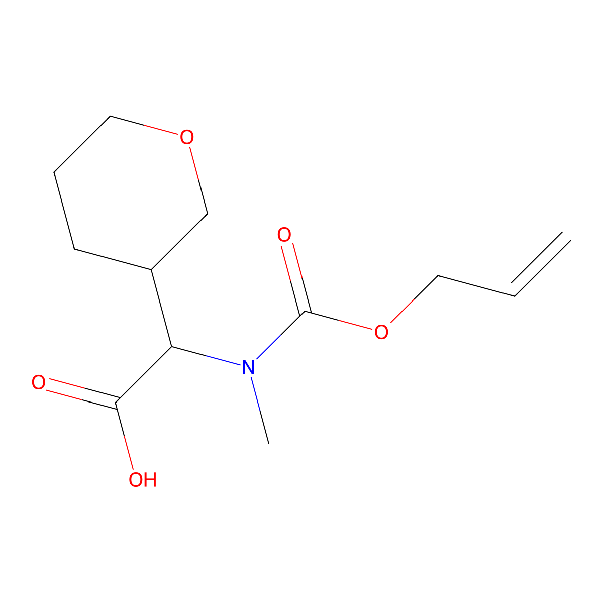 2-{Methyl[(prop-2-en-1-yloxy)carbonyl]amino}-2-(oxan-3-yl)acetic acid molecular structure, CAS 2680611-86-1
