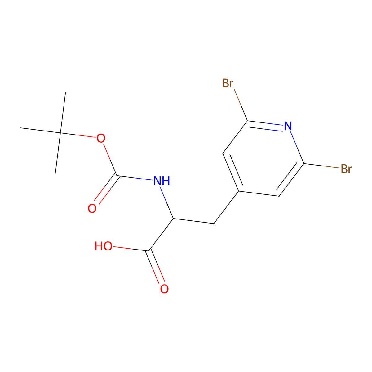2-{[(Tert-butoxy)carbonyl]amino}-3-(2,6-dibromopyridin-4-yl)propanoic acid molecular structure, CAS 2680611-91-8