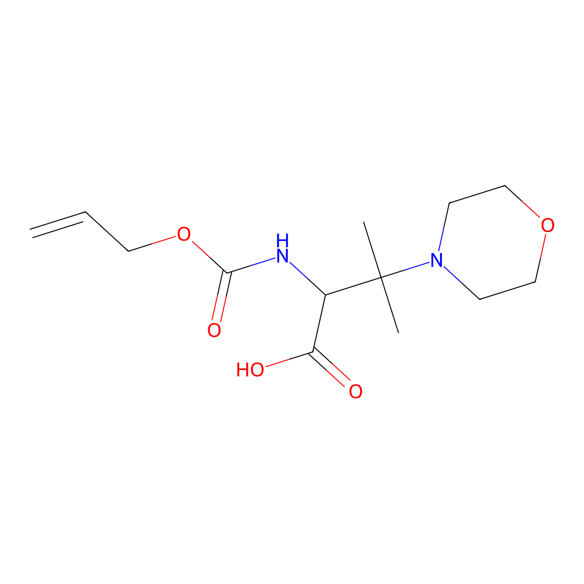 3-Methyl-3-(morpholin-4-yl)-2-{[(prop-2-en-1-yloxy)carbonyl]amino}butanoic acid molecular structure, CAS 2680611-98-5