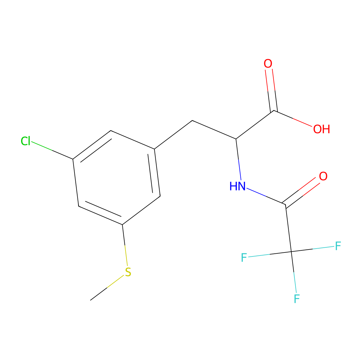3-[3-Chloro-5-(methylsulfanyl)phenyl]-2-(2,2,2-trifluoroacetamido)propanoic acid molecular structure, CAS 2680612-03-5