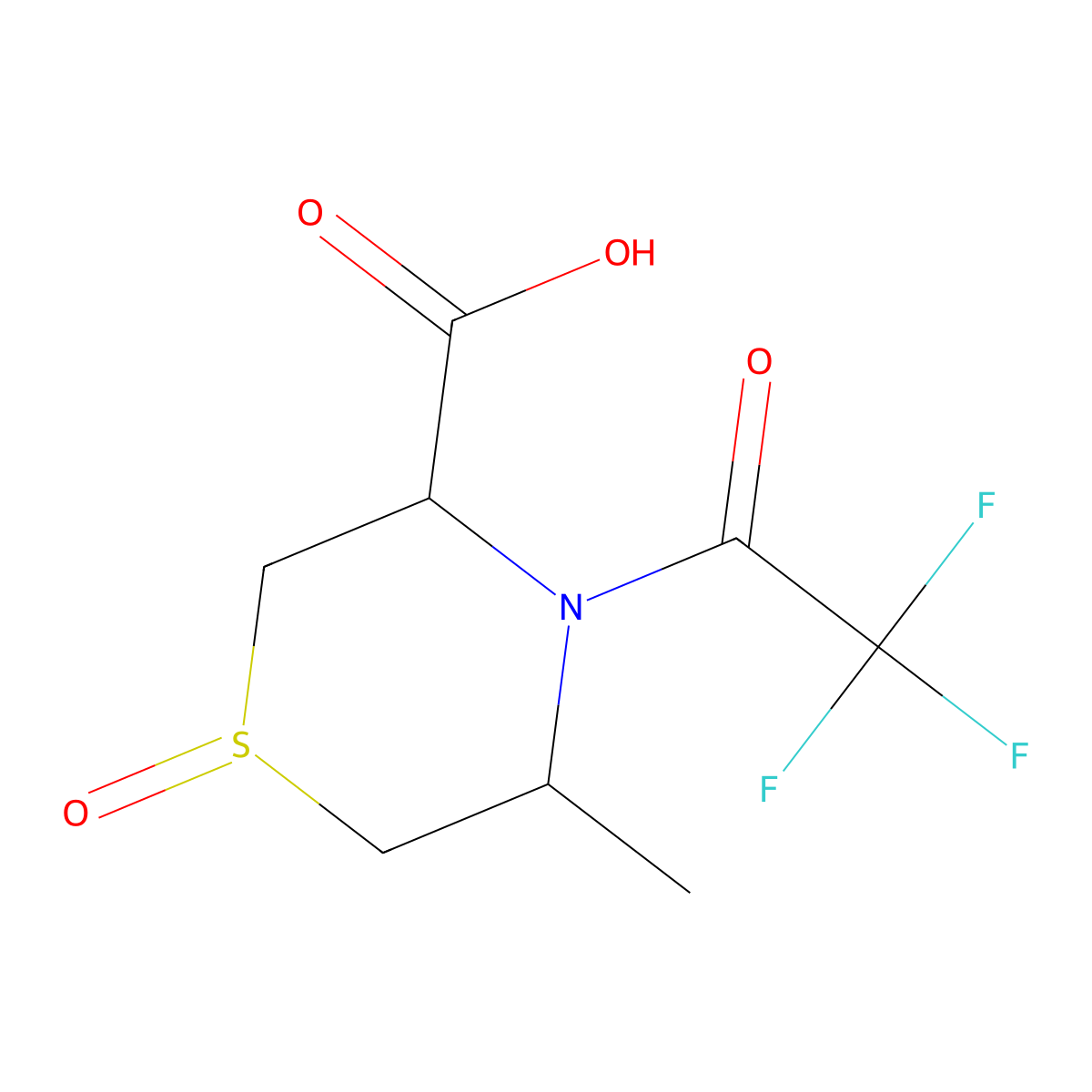 5-Methyl-1-oxo-4-(2,2,2-trifluoroacetyl)-1lambda4-thiomorpholine-3-carboxylic acid molecular structure, CAS 2680612-11-5