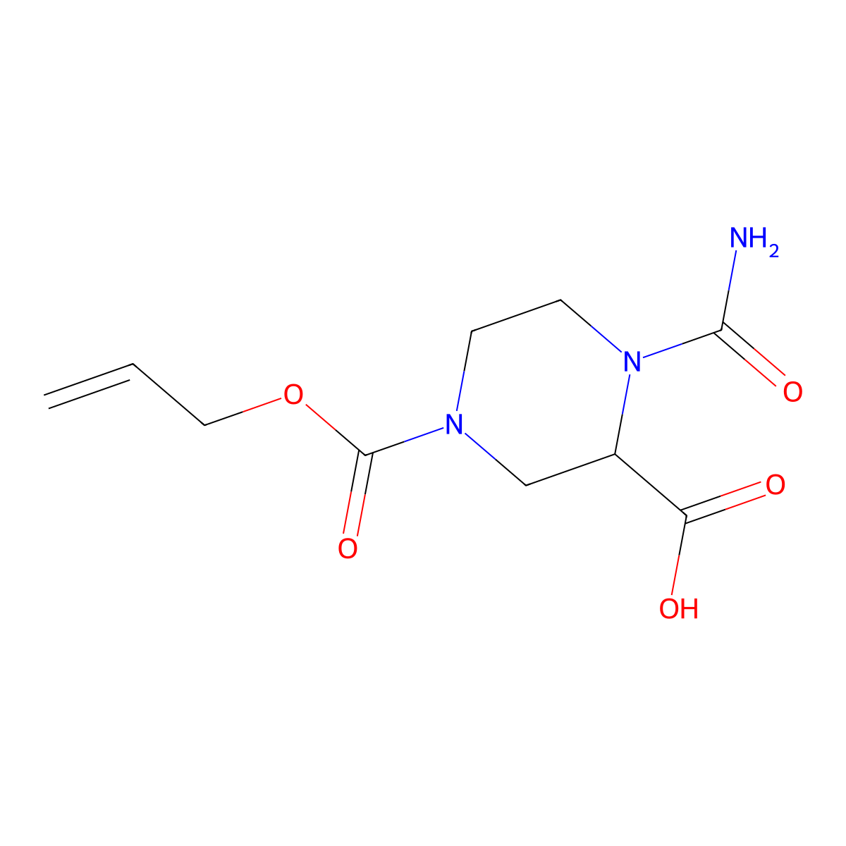 1-Carbamoyl-4-[(prop-2-en-1-yloxy)carbonyl]piperazine-2-carboxylic acid molecular structure, CAS 2680612-18-2