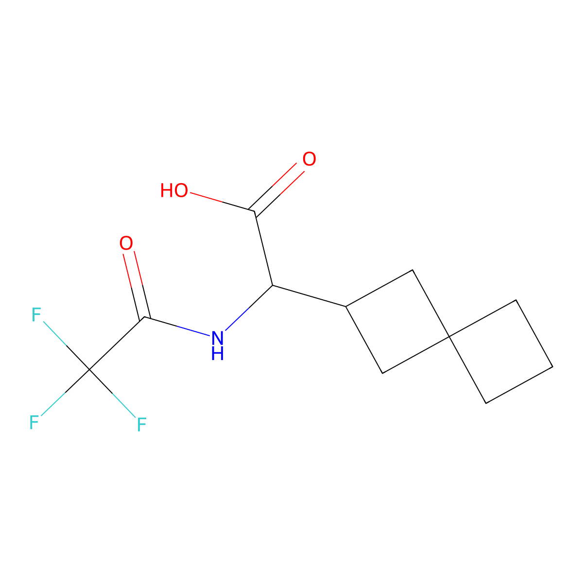 2-{Spiro[3.3]heptan-2-yl}-2-(2,2,2-trifluoroacetamido)acetic acid molecular structure, CAS 2680612-20-6