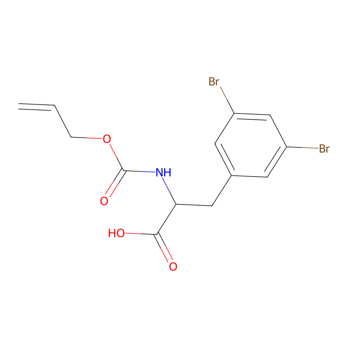 3-(3,5-Dibromophenyl)-2-{[(prop-2-en-1-yloxy)carbonyl]amino}propanoic acid molecular structure, CAS 2680612-23-9