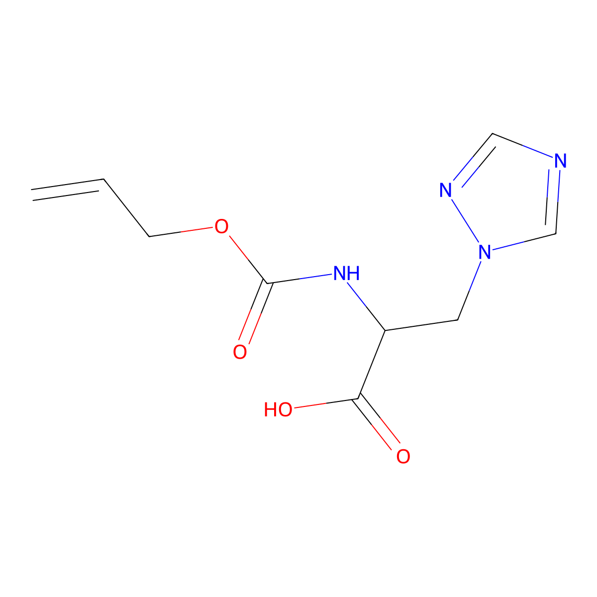 2-{[(prop-2-en-1-yloxy)carbonyl]amino}-3-(1H-1,2,4-triazol-1-yl)propanoic acid molecular structure, CAS 2680612-35-3