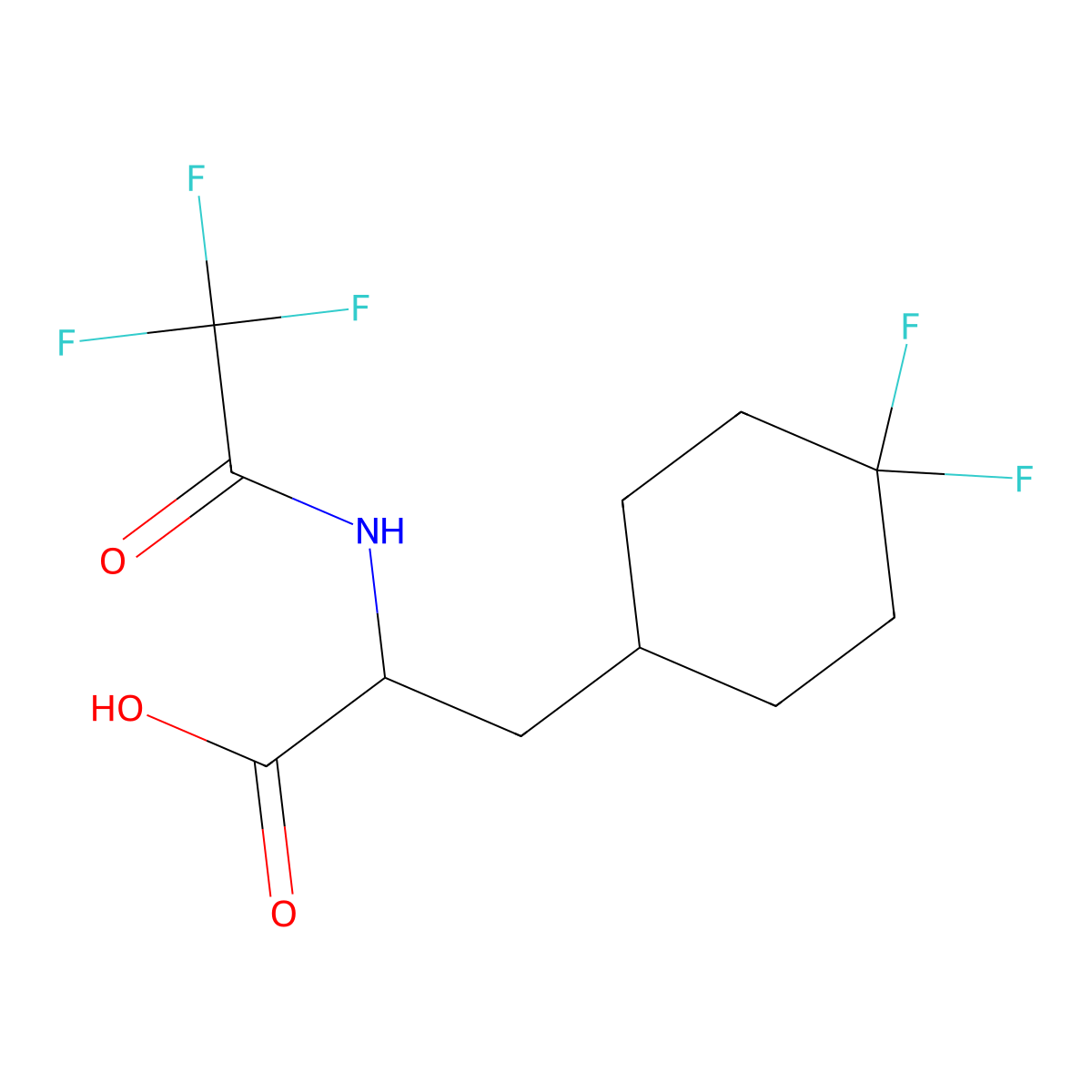 3-(4,4-Difluorocyclohexyl)-2-(2,2,2-trifluoroacetamido)propanoic acid molecular structure, CAS 2680612-38-6