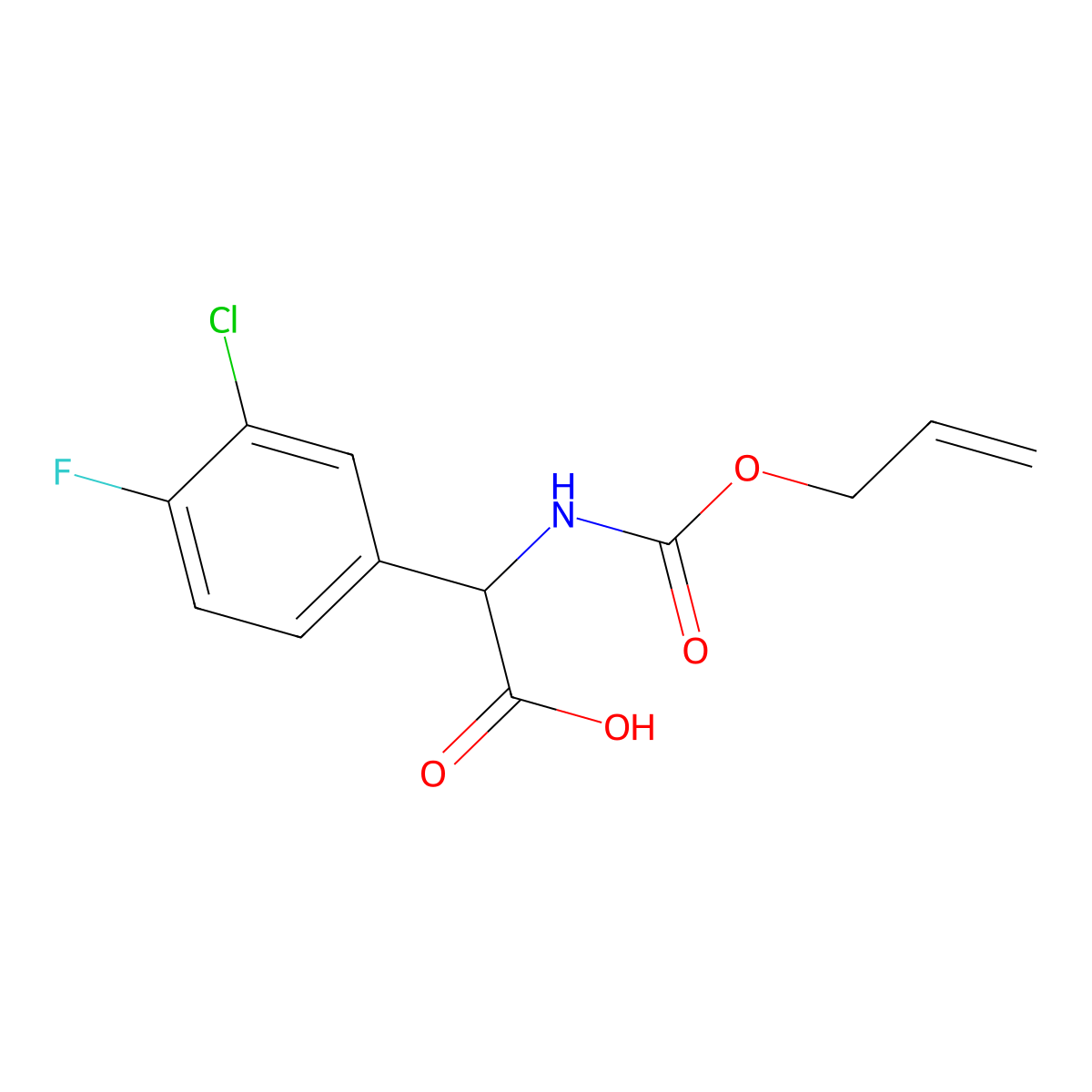 2-(3-Chloro-4-fluorophenyl)-2-{[(prop-2-en-1-yloxy)carbonyl]amino}acetic acid molecular structure, CAS 2680612-39-7