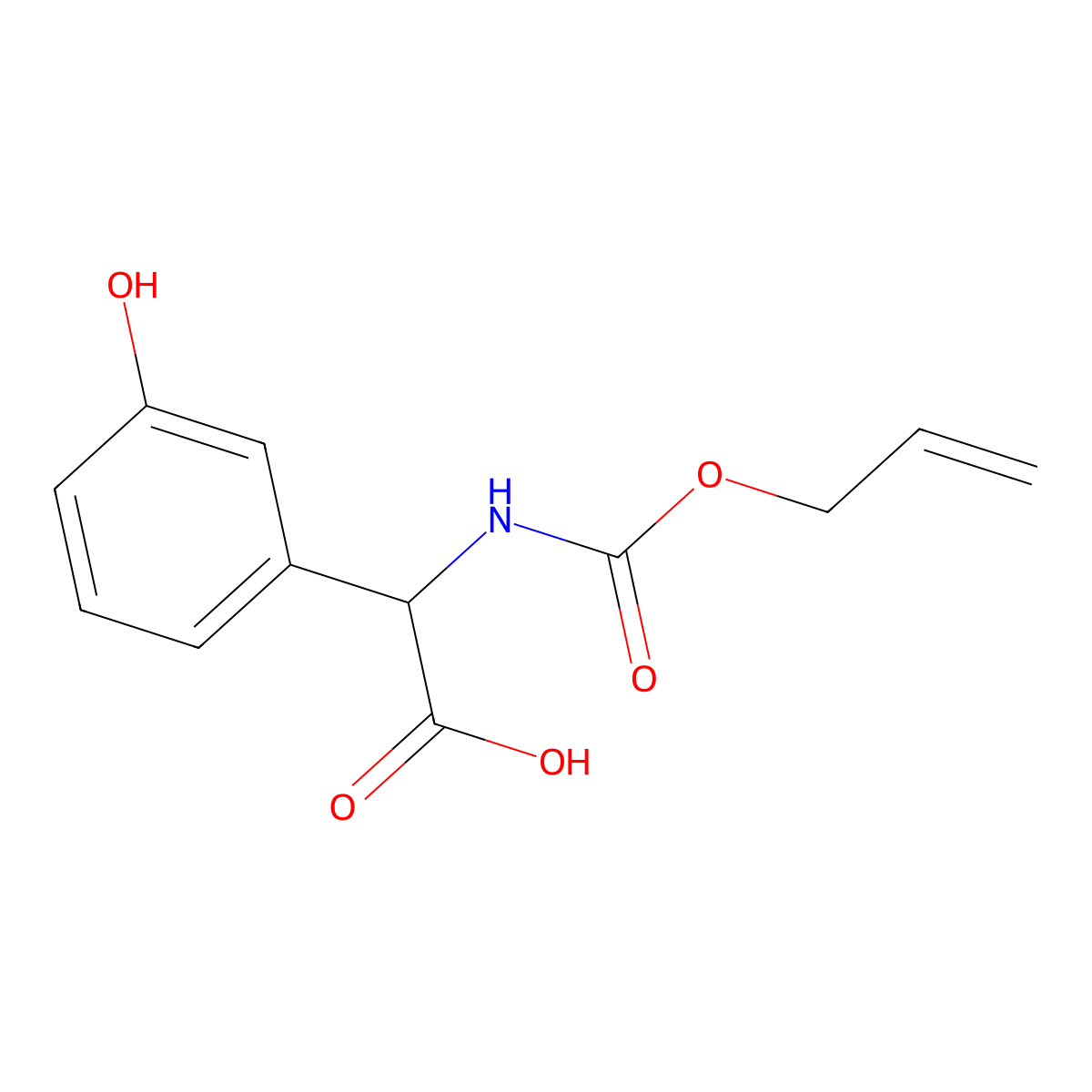 2-(3-Hydroxyphenyl)-2-{[(prop-2-en-1-yloxy)carbonyl]amino}acetic acid molecular structure, CAS 2680612-40-0