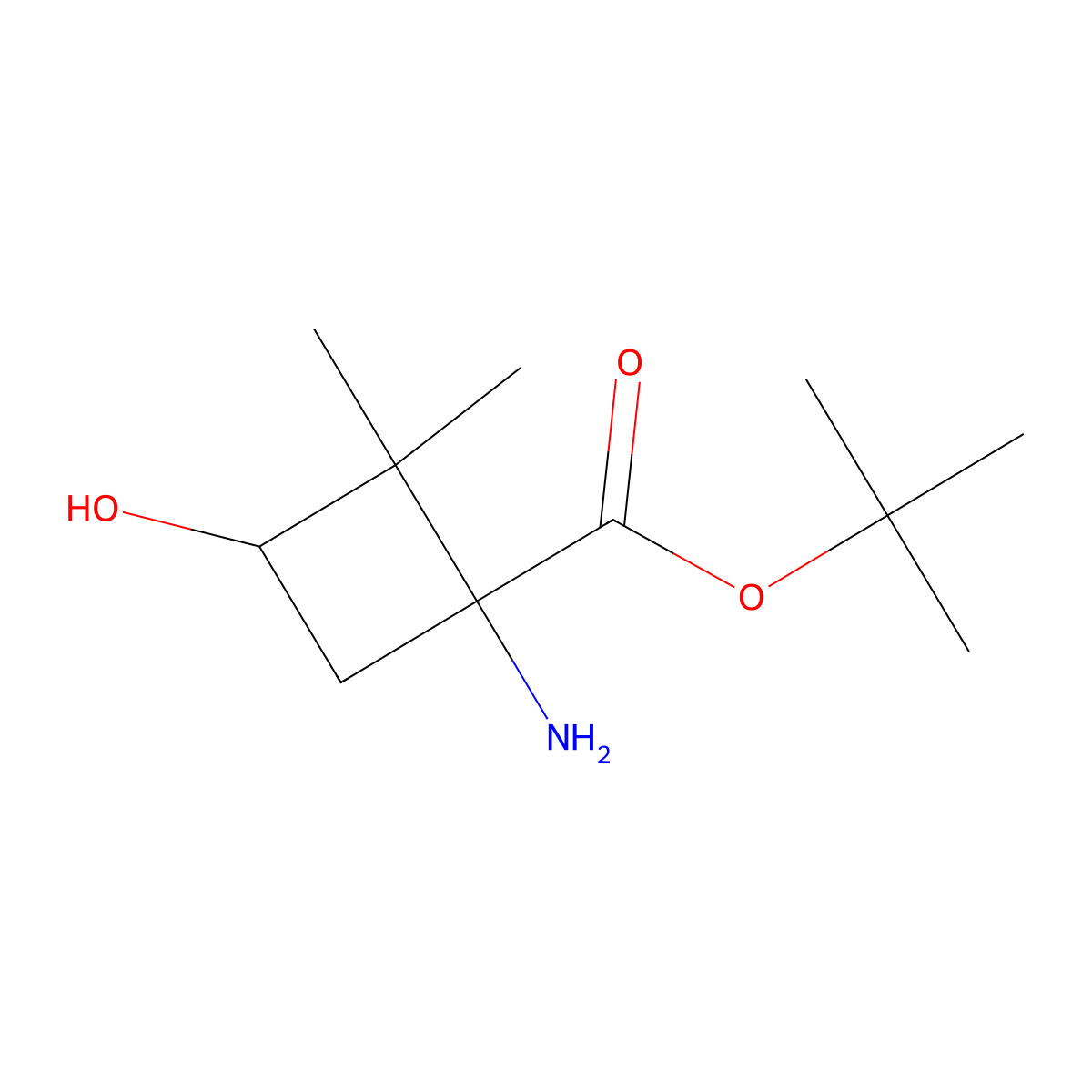 Tert-butyl 1-amino-3-hydroxy-2,2-dimethylcyclobutane-1-carboxylate molecular structure, CAS 2680612-46-6