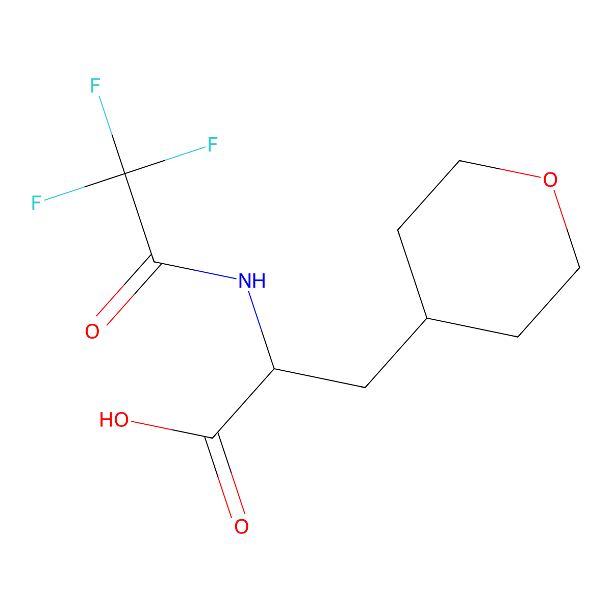 3-(Oxan-4-yl)-2-(trifluoroacetamido)propanoic acid molecular structure, CAS 2680612-48-8