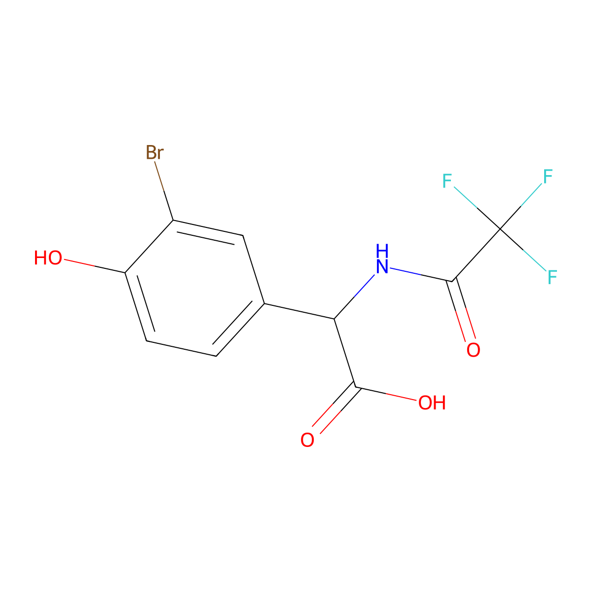 2-(3-Bromo-4-hydroxyphenyl)-2-(2,2,2-trifluoroacetamido)acetic acid molecular structure, CAS 2680612-56-8