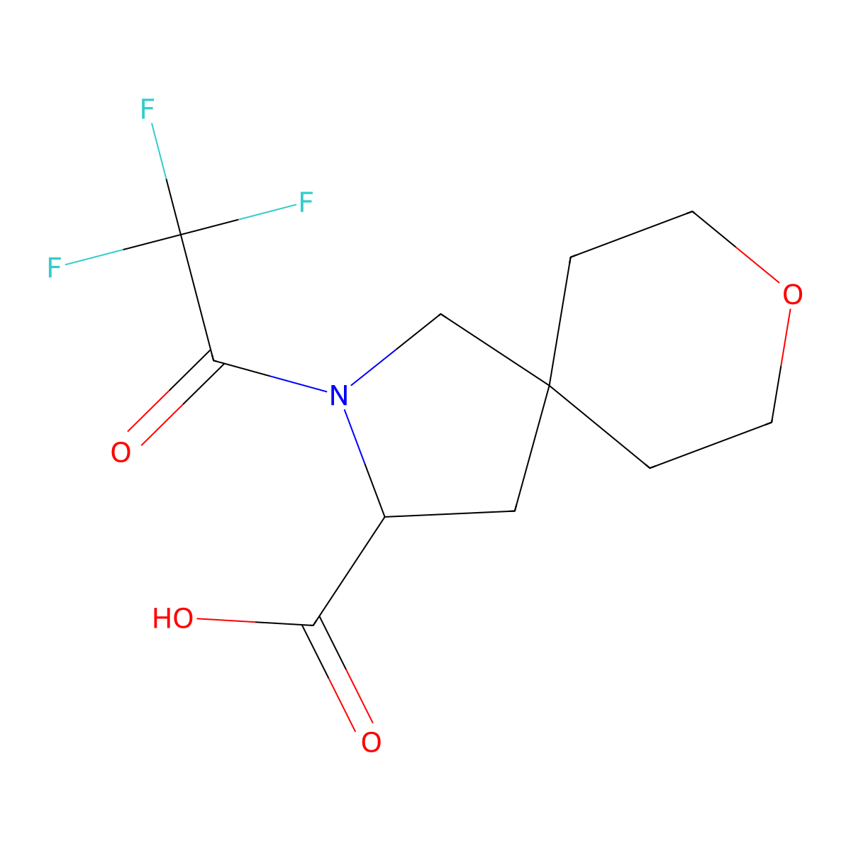 2-(2,2,2-Trifluoroacetyl)-8-oxa-2-azaspiro[4.5]decane-3-carboxylic acid molecular structure, CAS 2680612-60-4