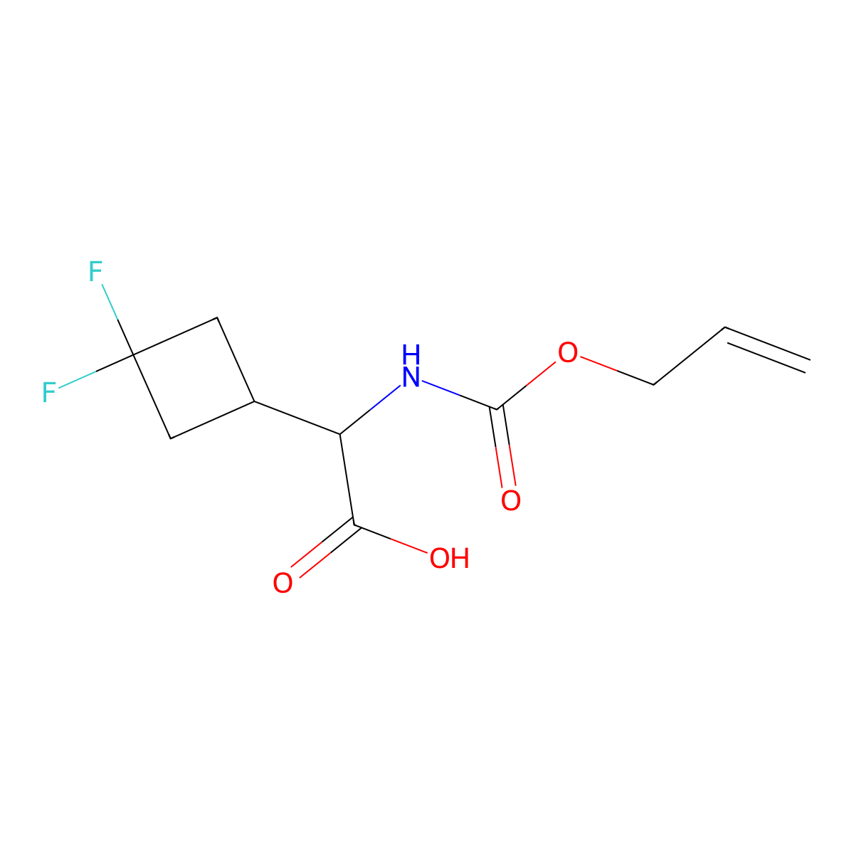 2-(3,3-Difluorocyclobutyl)-2-{[(prop-2-en-1-yloxy)carbonyl]amino}acetic acid molecular structure, CAS 2680612-65-9