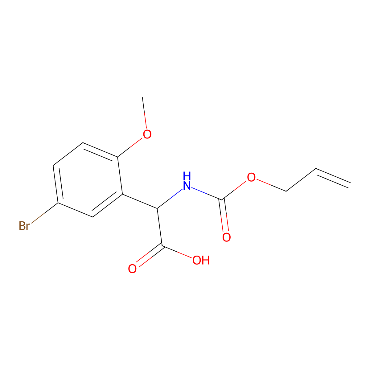 2-(5-Bromo-2-methoxyphenyl)-2-{[(prop-2-en-1-yloxy)carbonyl]amino}acetic acid molecular structure, CAS 2680612-67-1