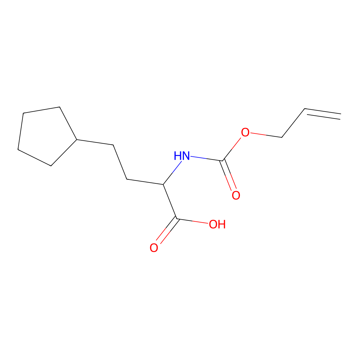 4-Cyclopentyl-2-{[(prop-2-en-1-yloxy)carbonyl]amino}butanoic acid molecular structure, CAS 2680612-68-2
