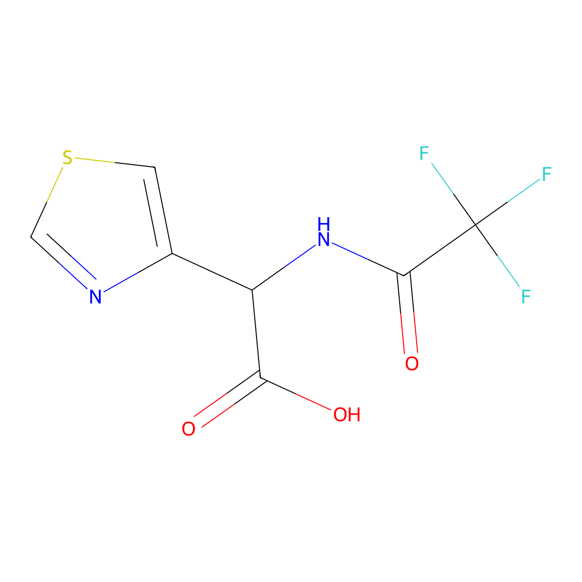 2-(1,3-Thiazol-4-yl)-2-(2,2,2-trifluoroacetamido)acetic acid molecular structure, CAS 2680612-70-6