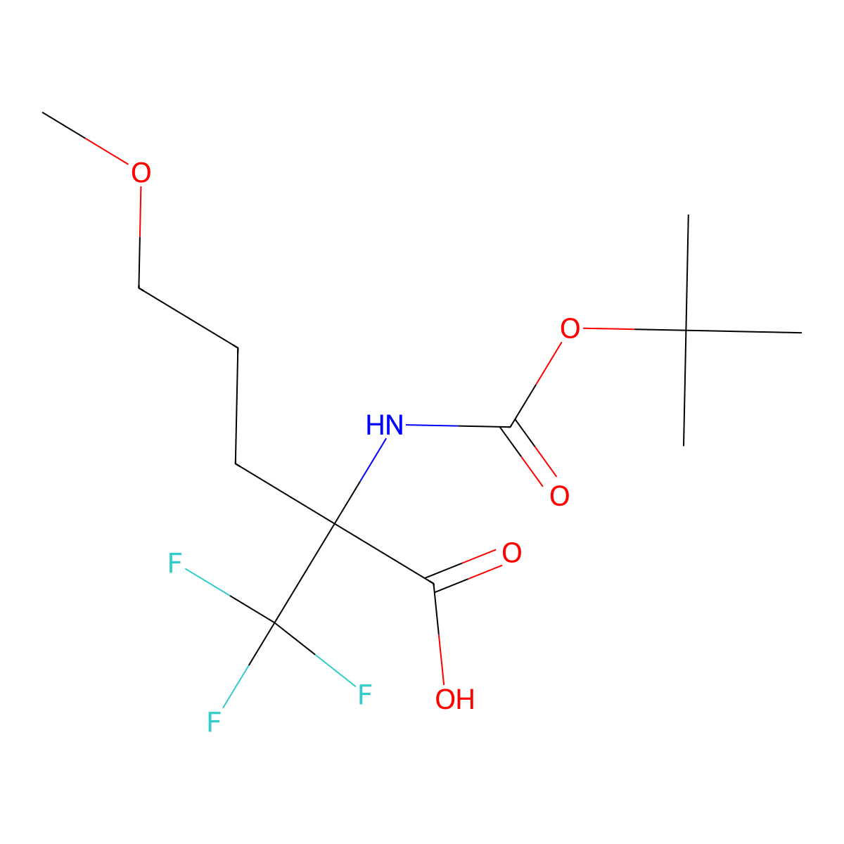 2-{[(Tert-butoxy)carbonyl]amino}-5-methoxy-2-(trifluoromethyl)pentanoic acid molecular structure, CAS 2680612-71-7