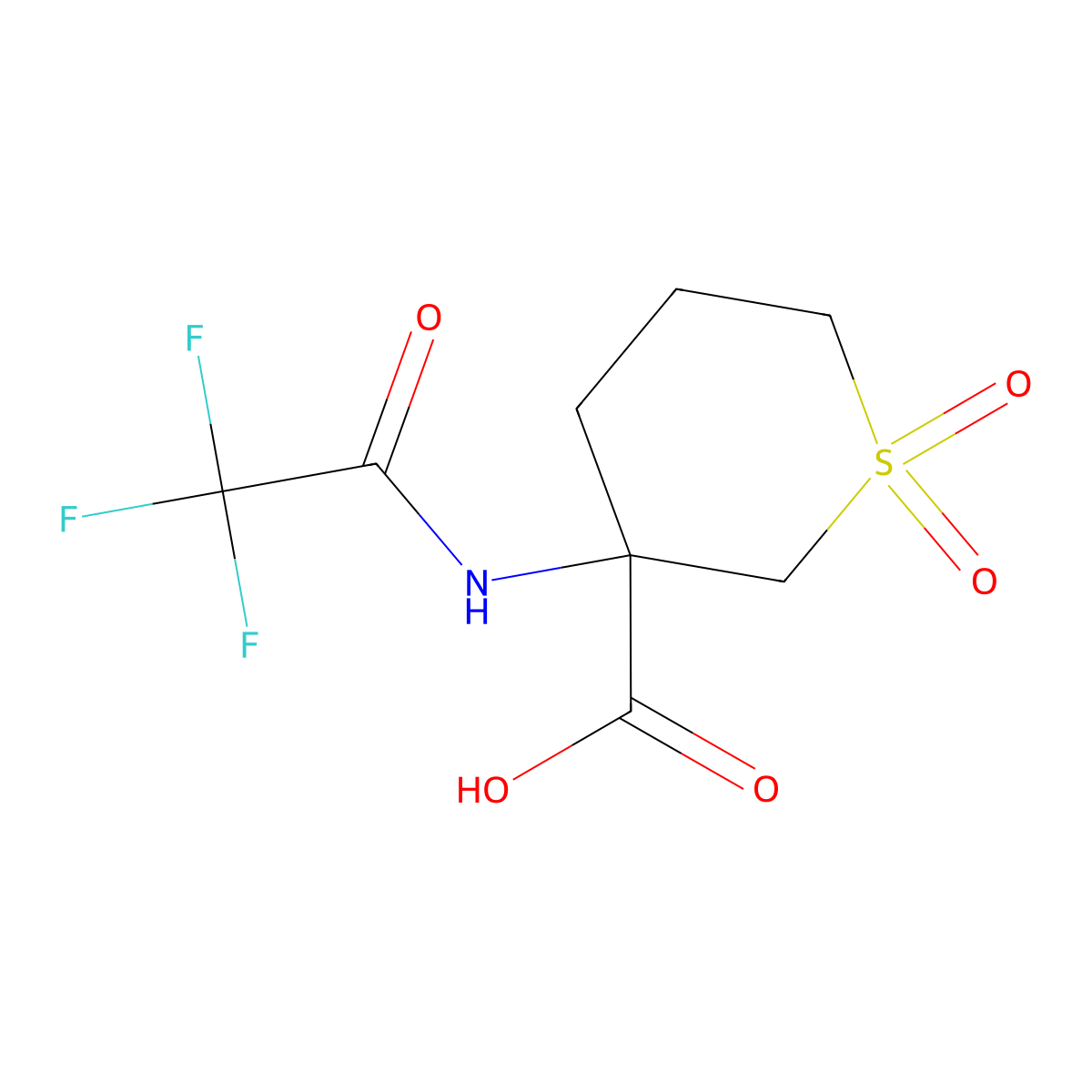 1,1-Dioxo-3-(2,2,2-trifluoroacetamido)-1lambda6-thiane-3-carboxylic acid molecular structure, CAS 2680612-82-0