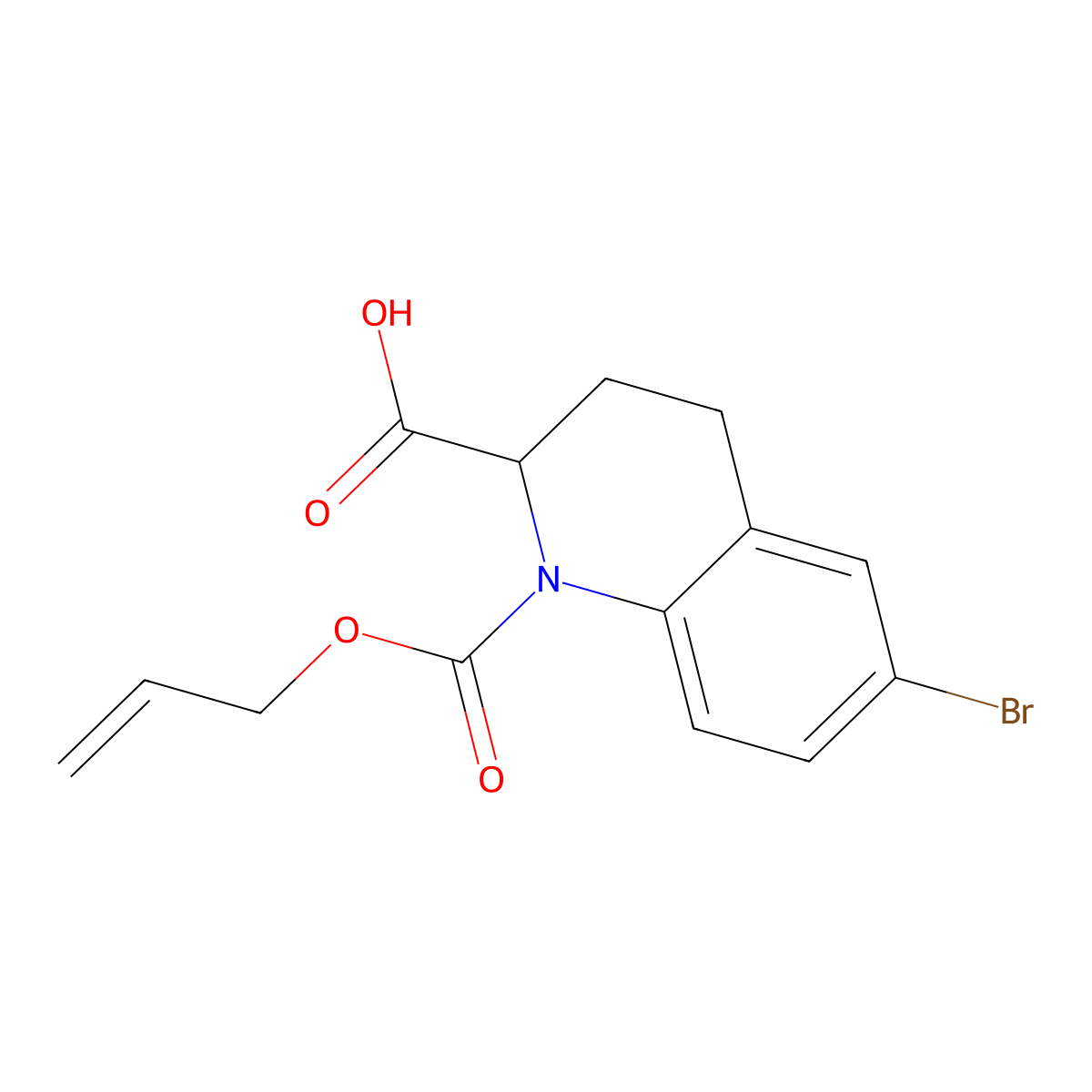 6-Bromo-1-[(prop-2-en-1-yloxy)carbonyl]-1,2,3,4-tetrahydroquinoline-2-carboxylic acid molecular structure, CAS 2680612-85-3