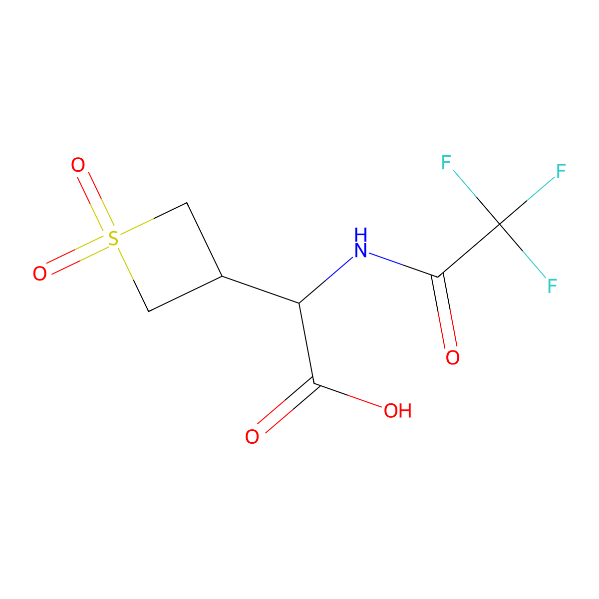 2-(1,1-Dioxo-1lambda6-thietan-3-yl)-2-(2,2,2-trifluoroacetamido)acetic acid molecular structure, CAS 2680612-86-4