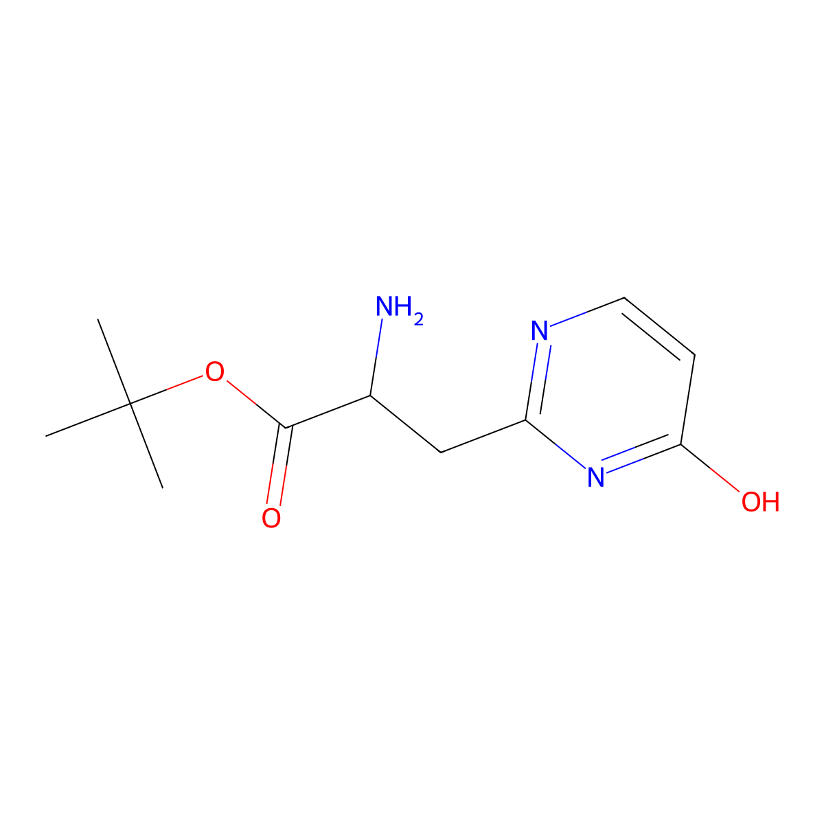 Tert-butyl 2-amino-3-(4-hydroxypyrimidin-2-yl)propanoate molecular structure, CAS 2680612-99-9