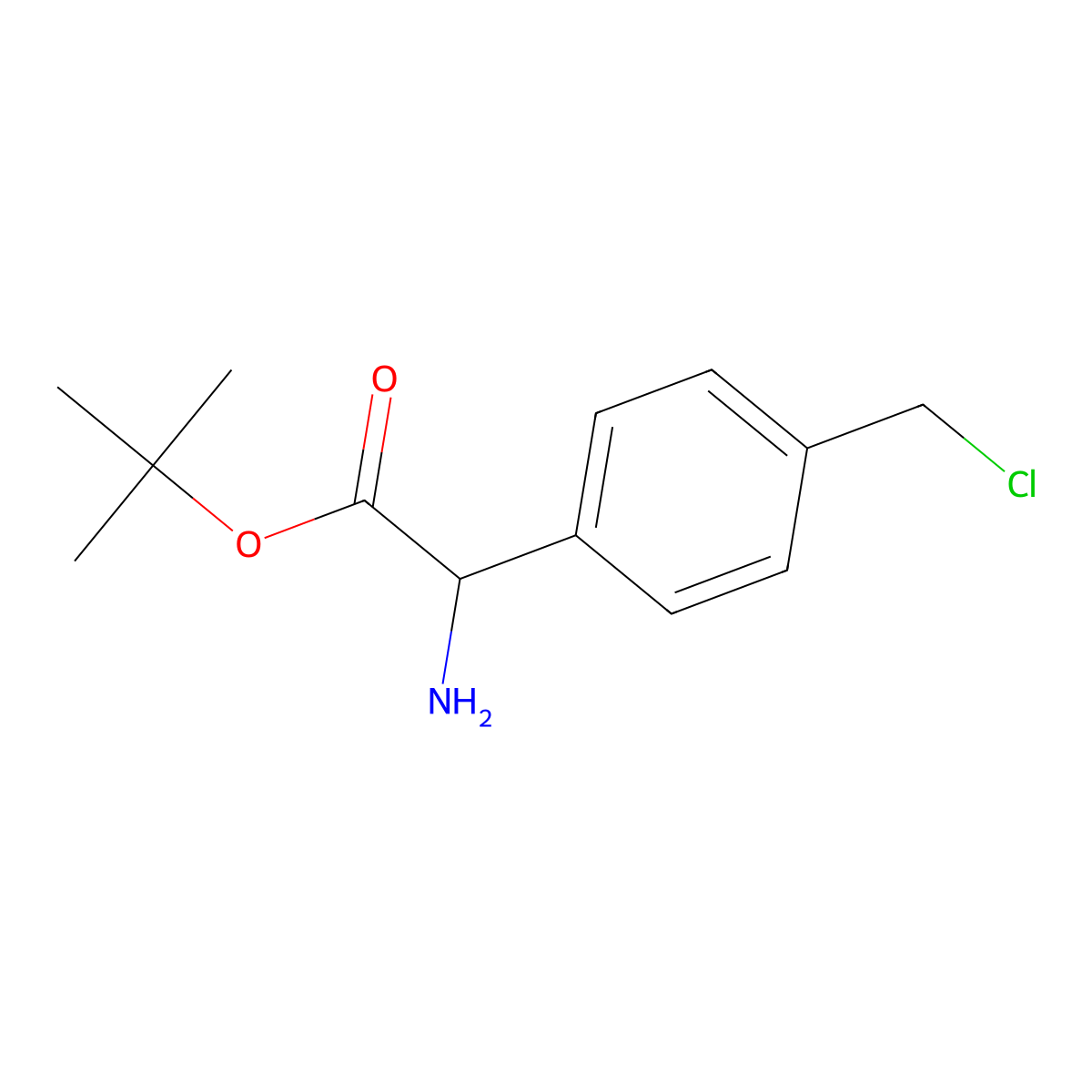 Tert-butyl 2-amino-2-[4-(chloromethyl)phenyl]acetate molecular structure, CAS 2680614-01-9